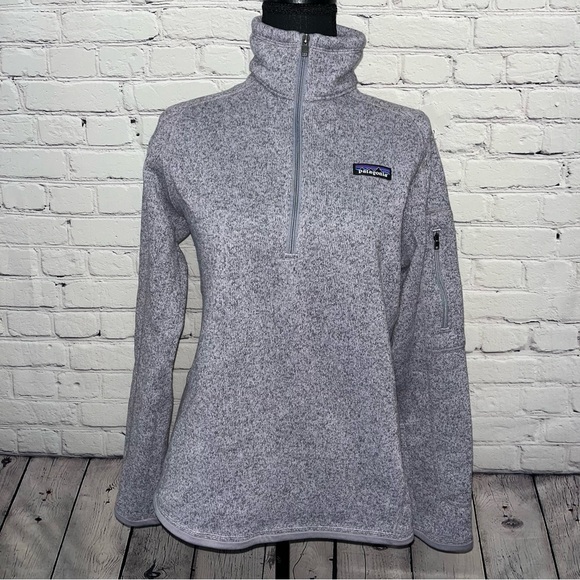 Patagonia Heathered Purple Quarter-Zip Fleece Pullover Sweater Size Medium - Picture 3 of 14